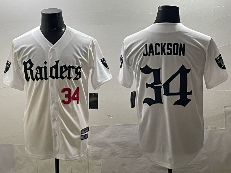 Men 2025 Oakland Raiders 34 Jackson white 6th generation Joint Name Nike Limited NFL Jersey style 02